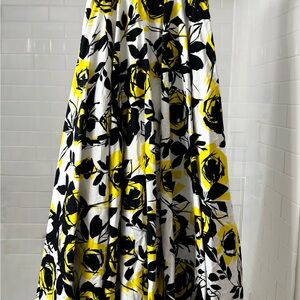 Floral Print Women's Skirt - Yellow and Black